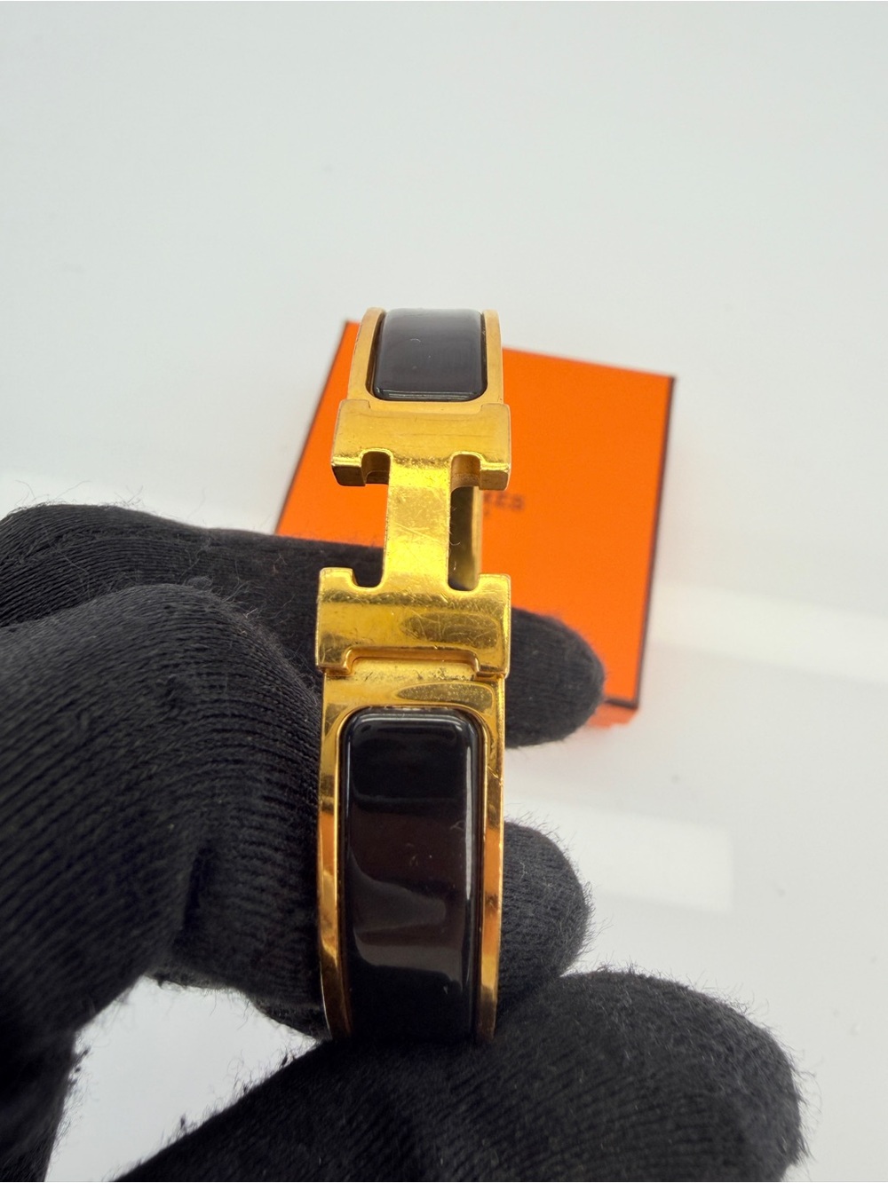 Hermes Enamel Narrow Clic Clac H Bracelet PM Black - Picture 7 of 9